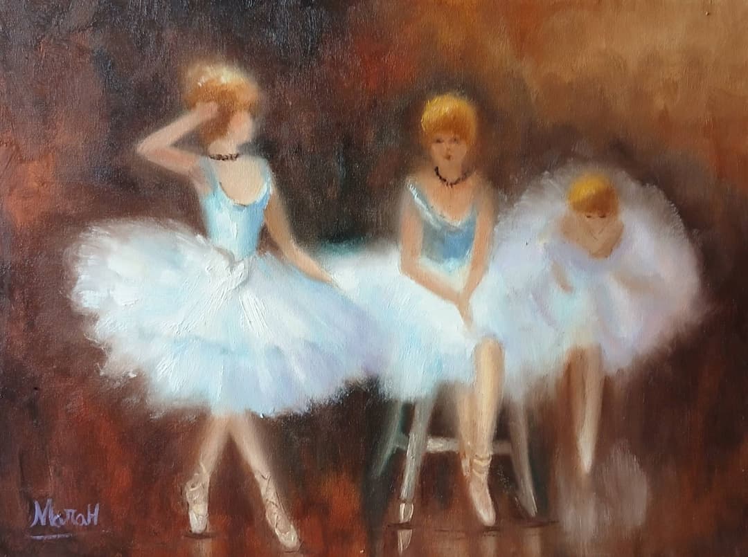 Quadro original "Elegância em Movimento" — Impressionismo, A óleo sobre tela, 30 x 40 cm, pintado à mão por Marah Silva