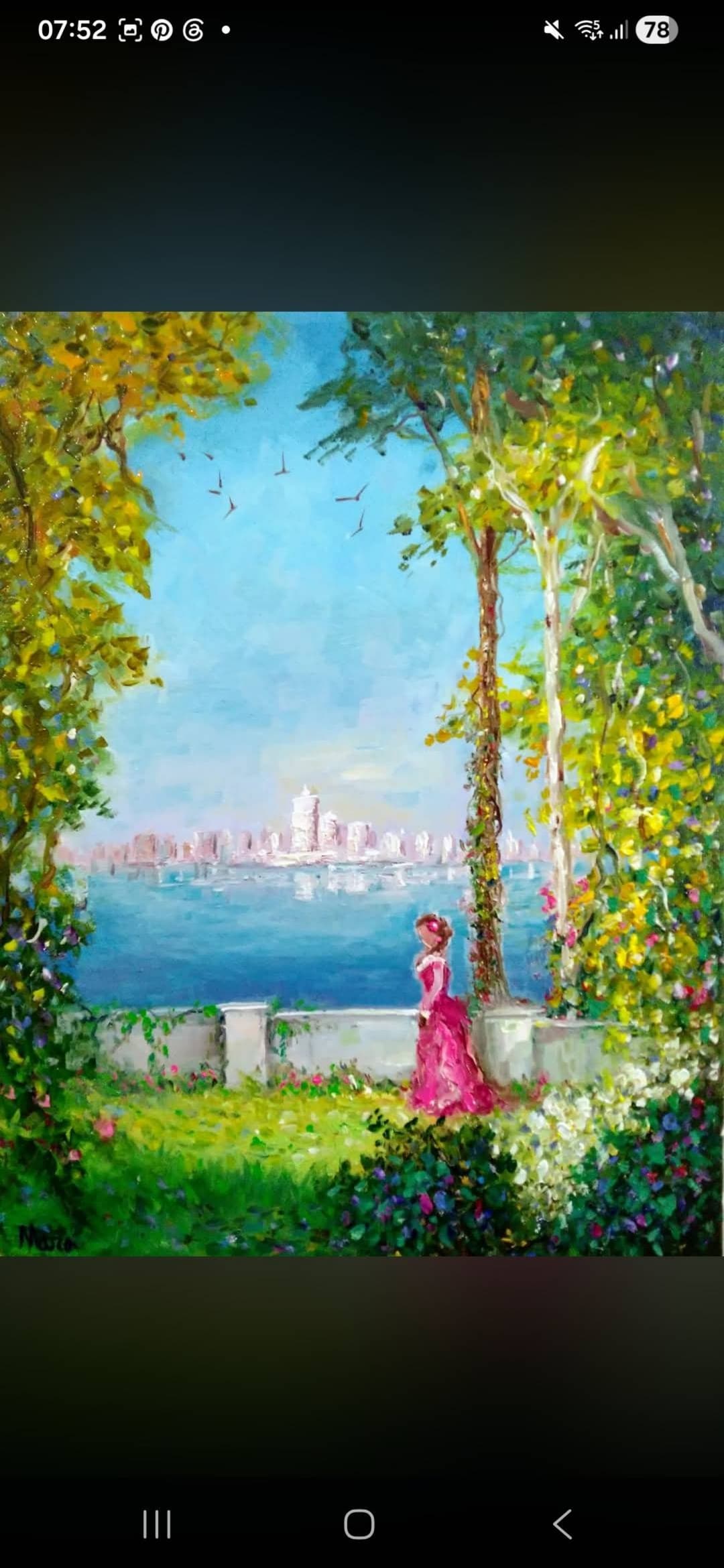 Quadro original "Jardim à Beira da Cidade" — Impressionismo, Técnica espatulada a óleo sobre tela, 30 x 40 cm, pintado à mão por Marah Silva