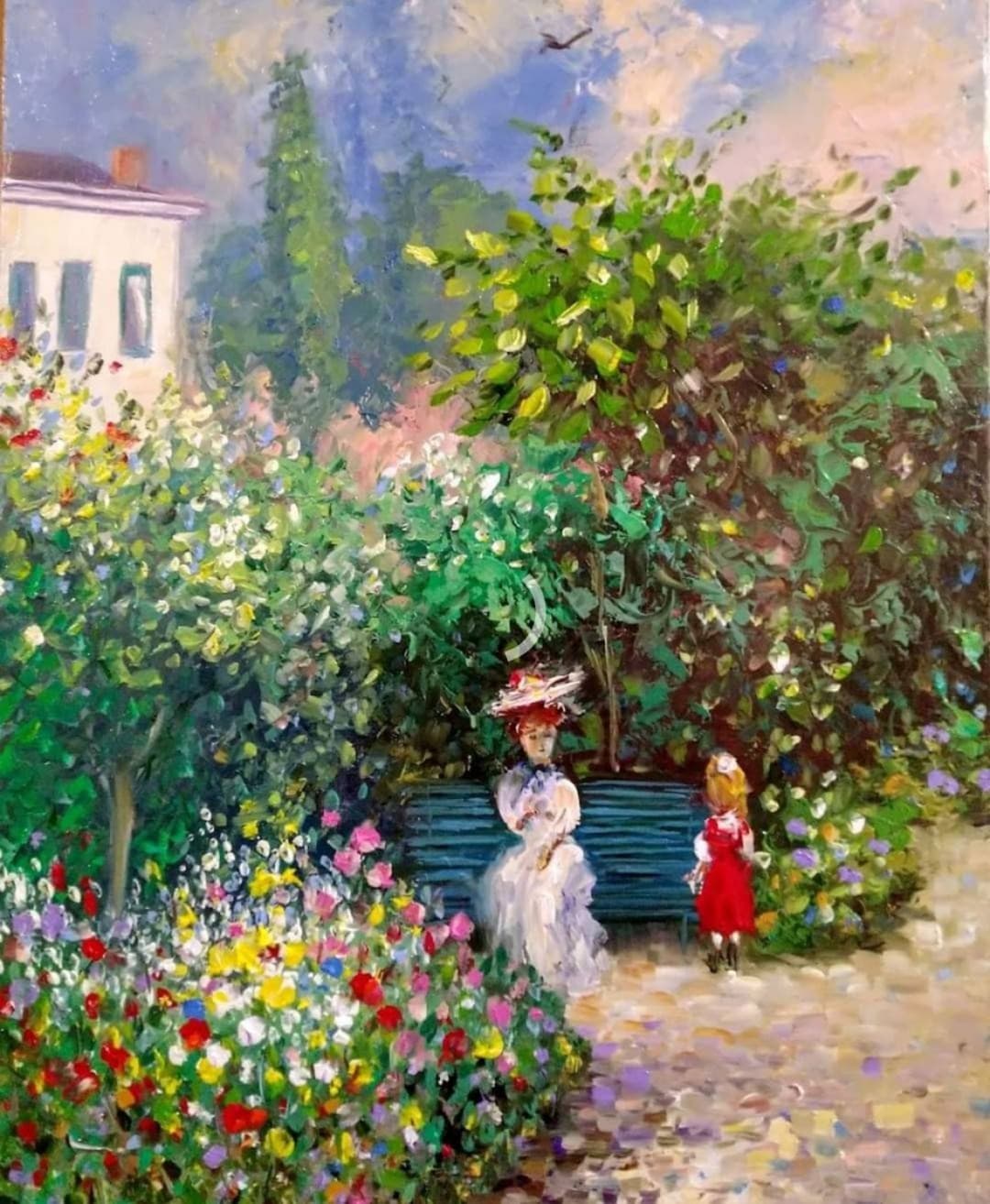 Quadro original "Passeio Floral Clássico" — Impressionismo, A óleo sobre tela, 30 x 40 cm, pintado à mão por Marah Silva