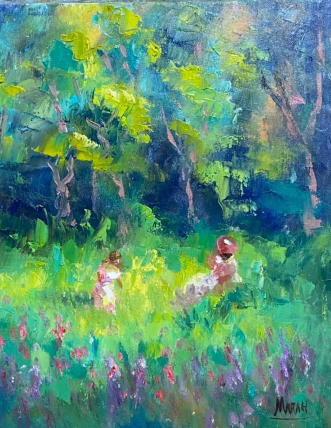 Quadro original "Abraço da Floresta" — Impressionismo, 24 x 30 cm, pintado à mão por Marah Silva