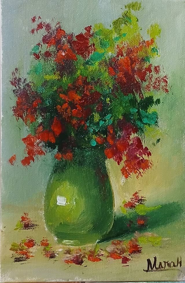 Quadro original "Alegria do Campo" — Florais, A óleo sobre tela, 10 x 15 cm, pintado à mão por Marah Silva